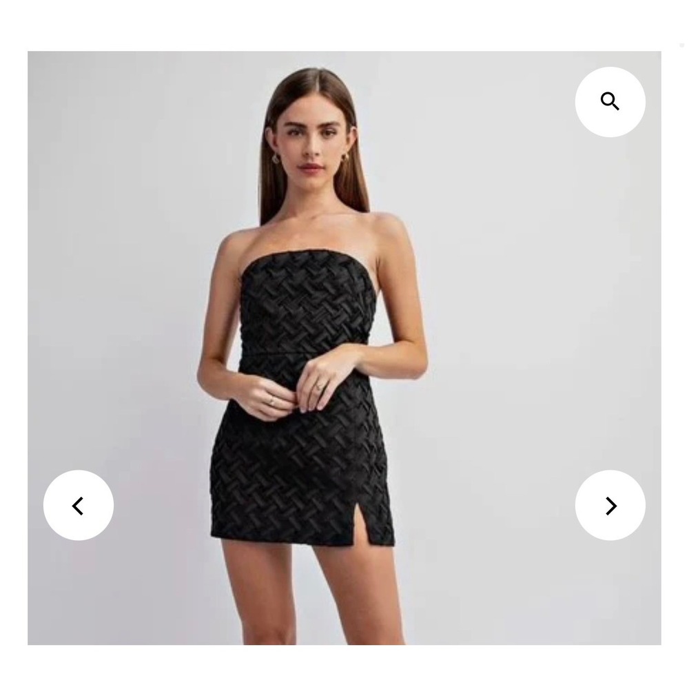 Edit by Nine Black Woven Ribbon Basket Weave Strapless Mini Dress TD4063 Mens‎ M